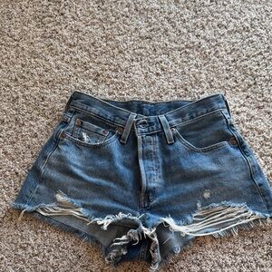 Levi's Blue Distressed Jean Shorts